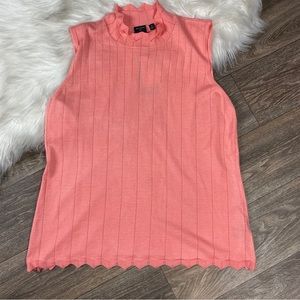 Cyrus Pink Mock Neck Sleeveless Top